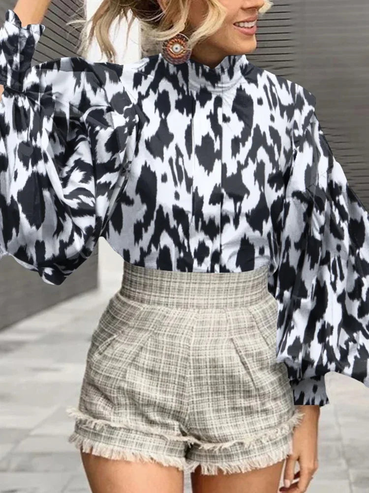 Blouses Tops Elegant Lantern Sleeve Chic