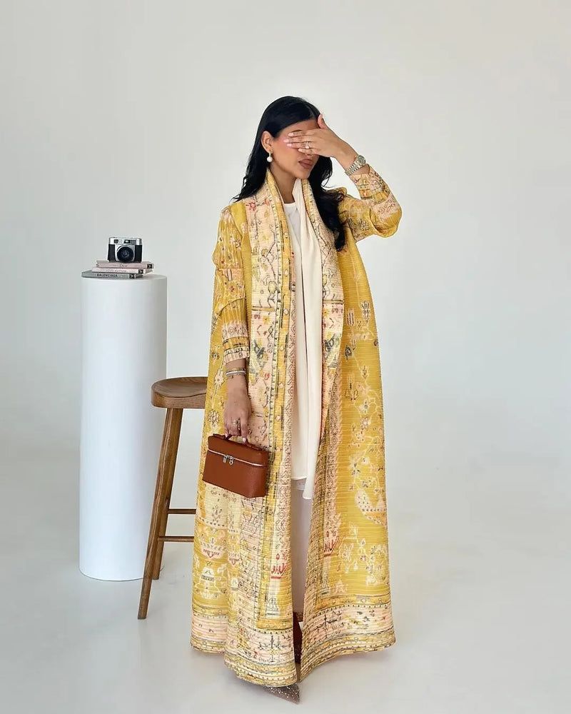 Retro Printed Long Sleeved Abaya