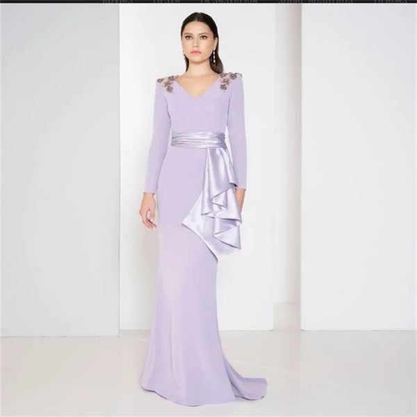 CAMINA Purple Long Sleeve Dress With Belt