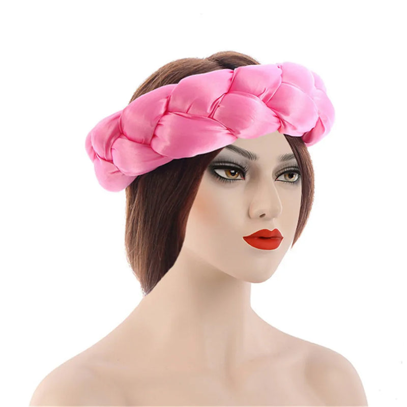 Exaggerated Satin Braid Headband for Women