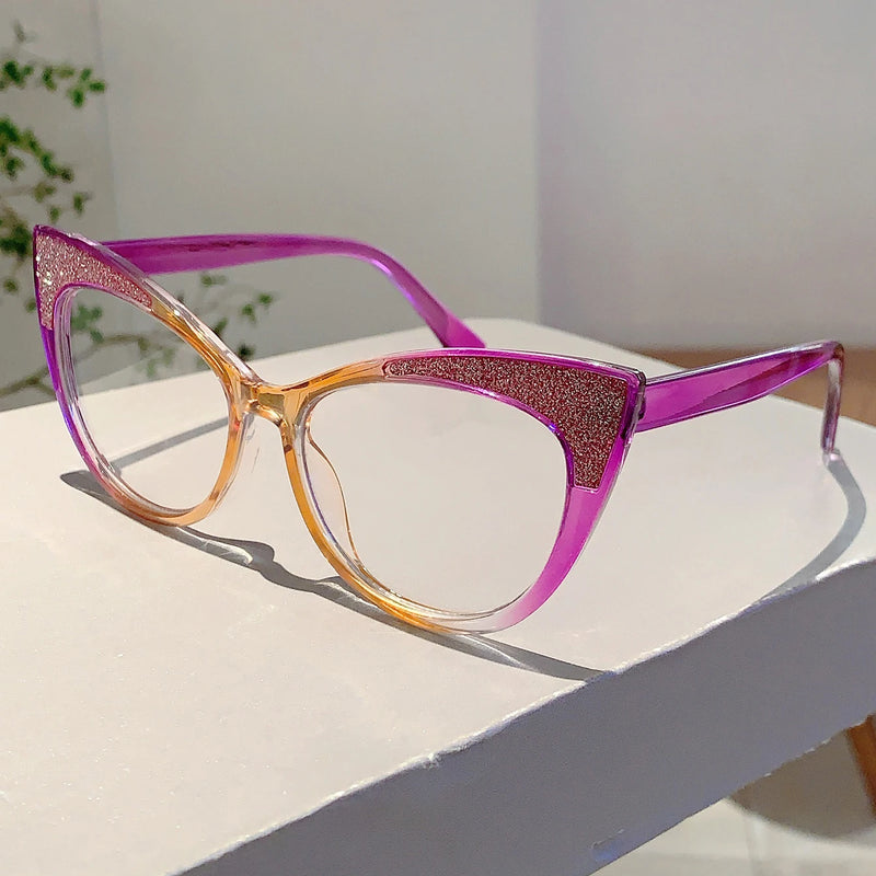 Colorful Bling Frame Cat Eye Eyeglasses