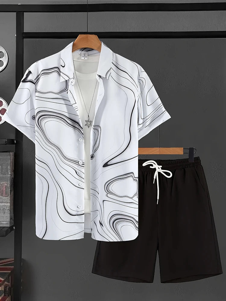Everyday Short-sleeved Shirt And Sports Shorts Set