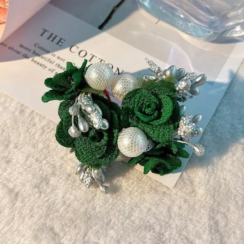 Charm Crystal Cubic Zircon Fabric Flower Big Earrings