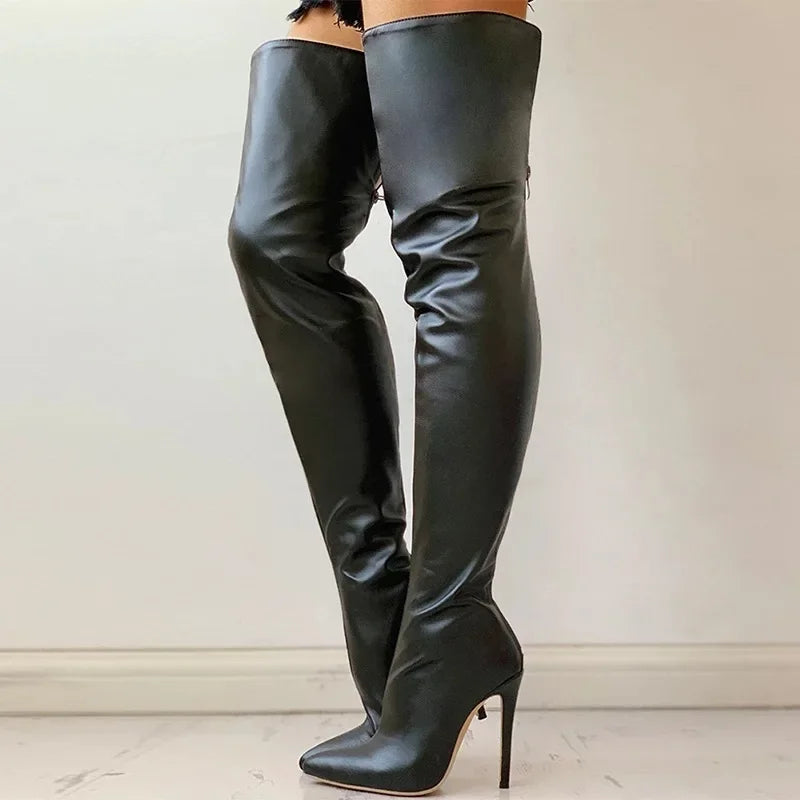 High Heel 11cm Over Knee Back Zipper Boots