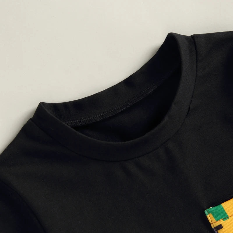 African Style Casual Street Chest Pocket Shirt + Short Trousers
