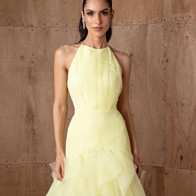 CAMINA Elegant Halter Neck A-line Dress