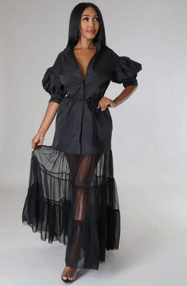 Elegant White Lace Shirt Short Sleeve Lace-up Pocket Lace Long Dress