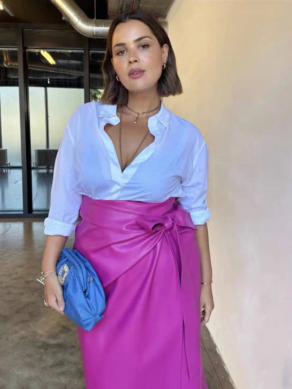 Faux Leather High Waist Elegant Skirt