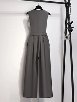 Elegant Style Chic Drape Patchwork Straight High Waist Jumpsuits
