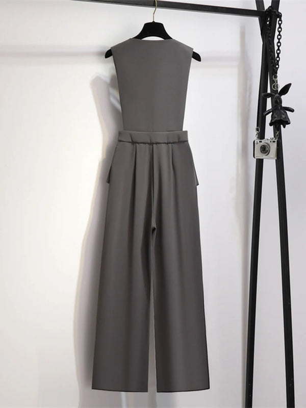 Elegant Style Chic Drape Patchwork Straight High Waist Jumpsuits