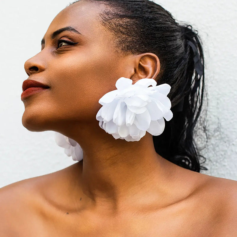 Salircon Bohemian Red Big Flower Drop Earrings Vintage