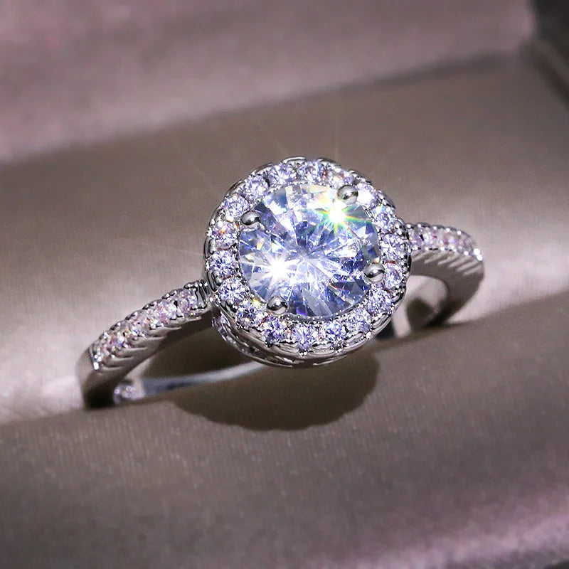 14 K White Gold Round 925 Jewelry Wedding Ring