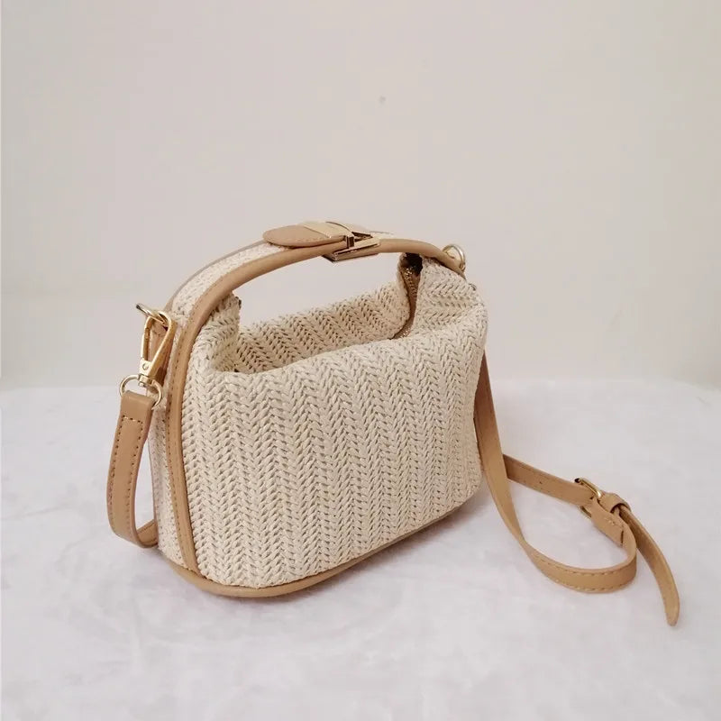 Summer Small Straw Trendy Shoulder Woven Bucket Bag
