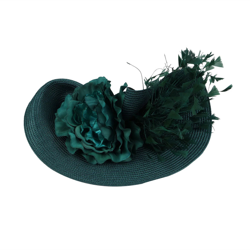 Braided Fascinator Hat With Feather Flower