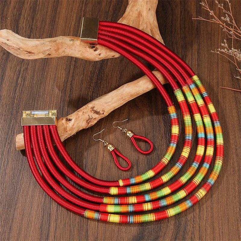 Women Necklace Earrings Multi-layer