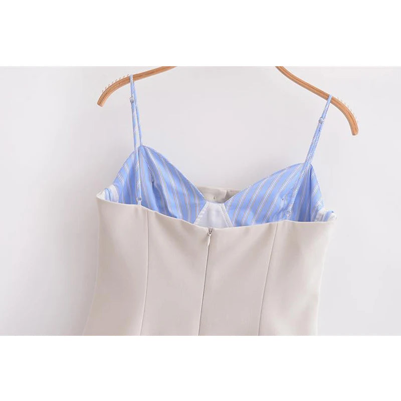 Chic Patchwork Sling Tube Top Slim Mini Elegant Dress