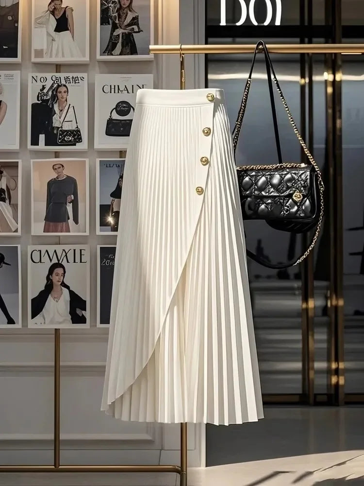 Elegant Pleated Long One Piece Asymmetric Full Skirt
