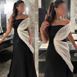CAMINA Pleat Ruched Draped A-line One-shoulder Long Dress