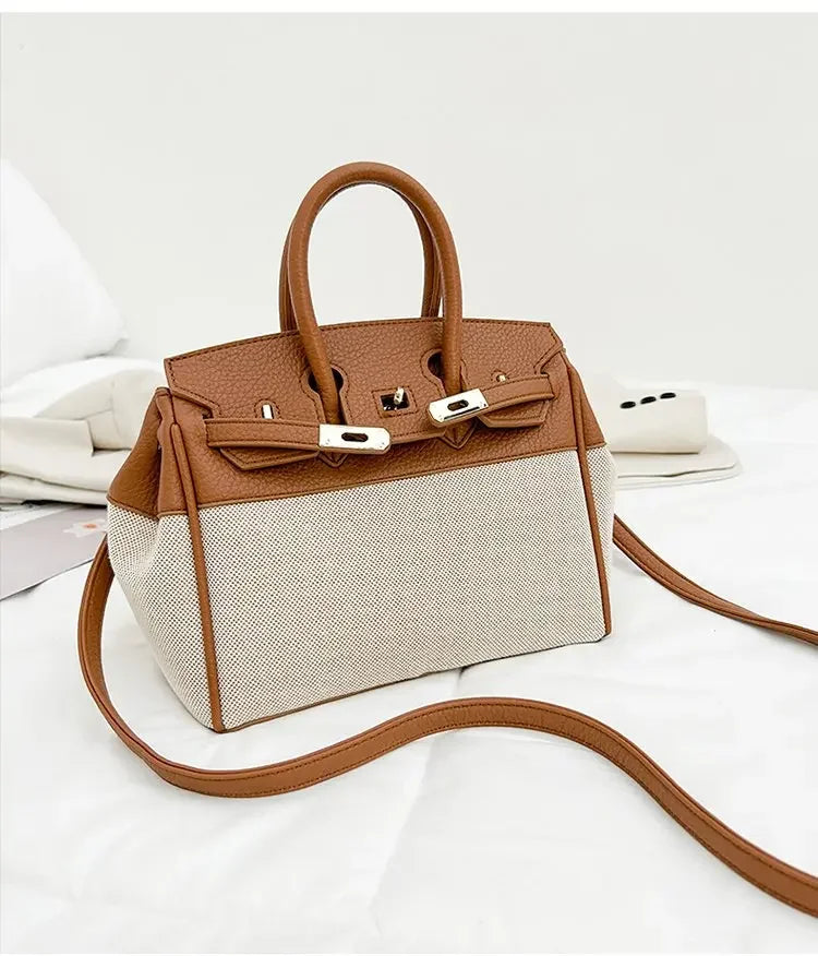 Vintage Lock Zipper Shoulder Purse Lightweight Handbag‌