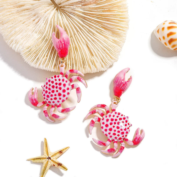 Enamel Crab Drop Earrings