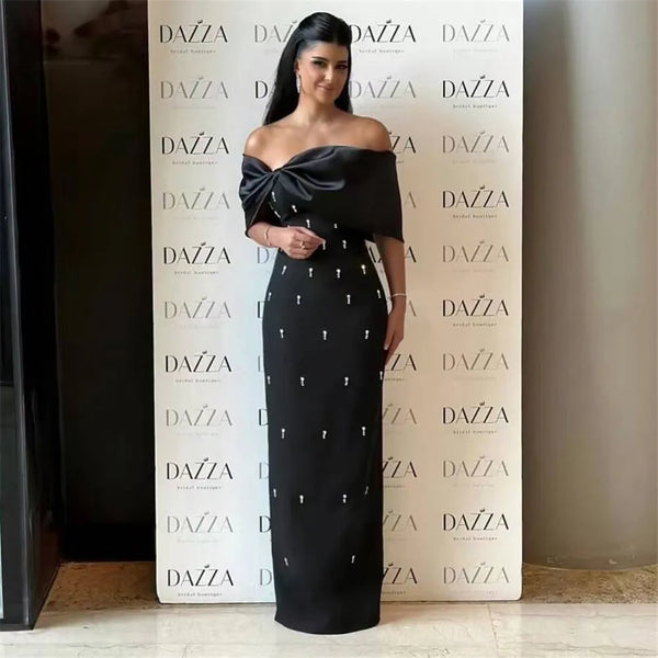 Elegant Beading Bandage Off Shoulder Patchwork Bodycon Dress