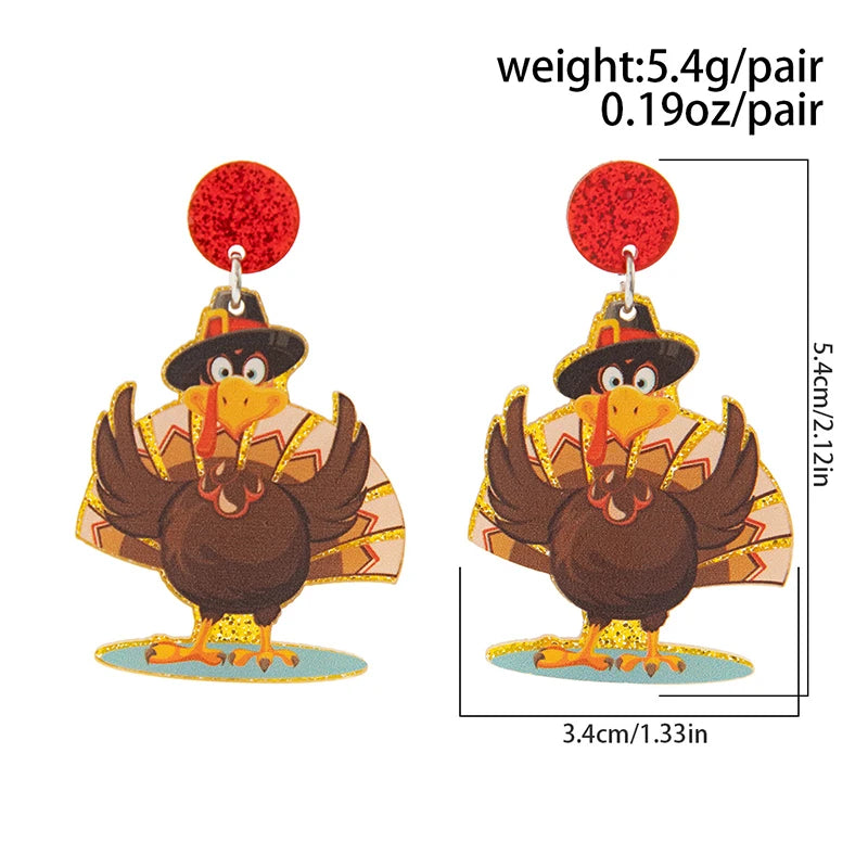 Charming Round Turkey Tail Wings Hat Earrings