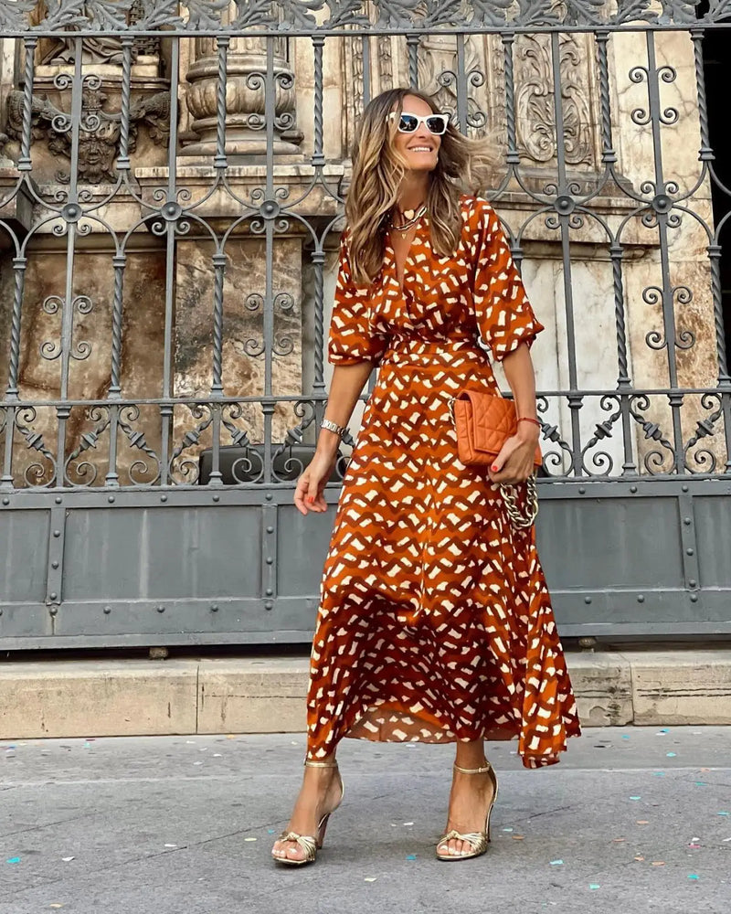 2 Pieces Outfit V-neck Tops Elegant Skirt