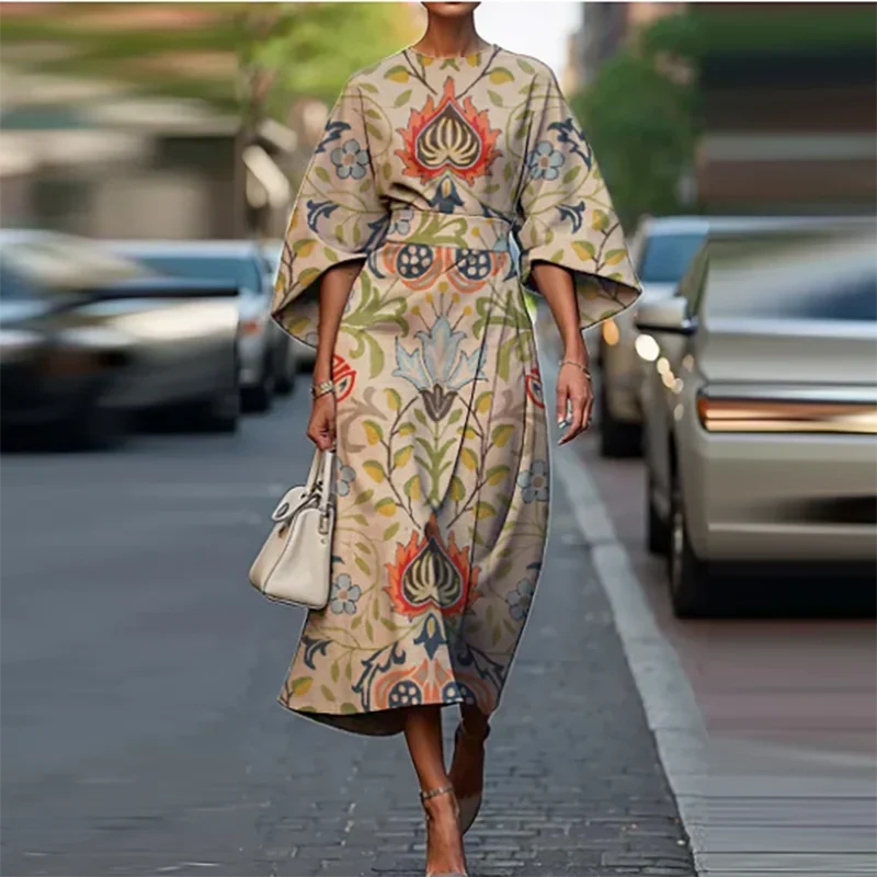 Elegant O-neck Half Sleeved Bohemian Vintage Dress