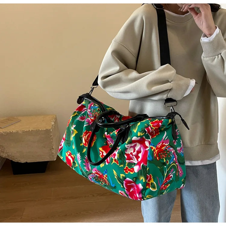 Big Flower Canvas Travel Bag