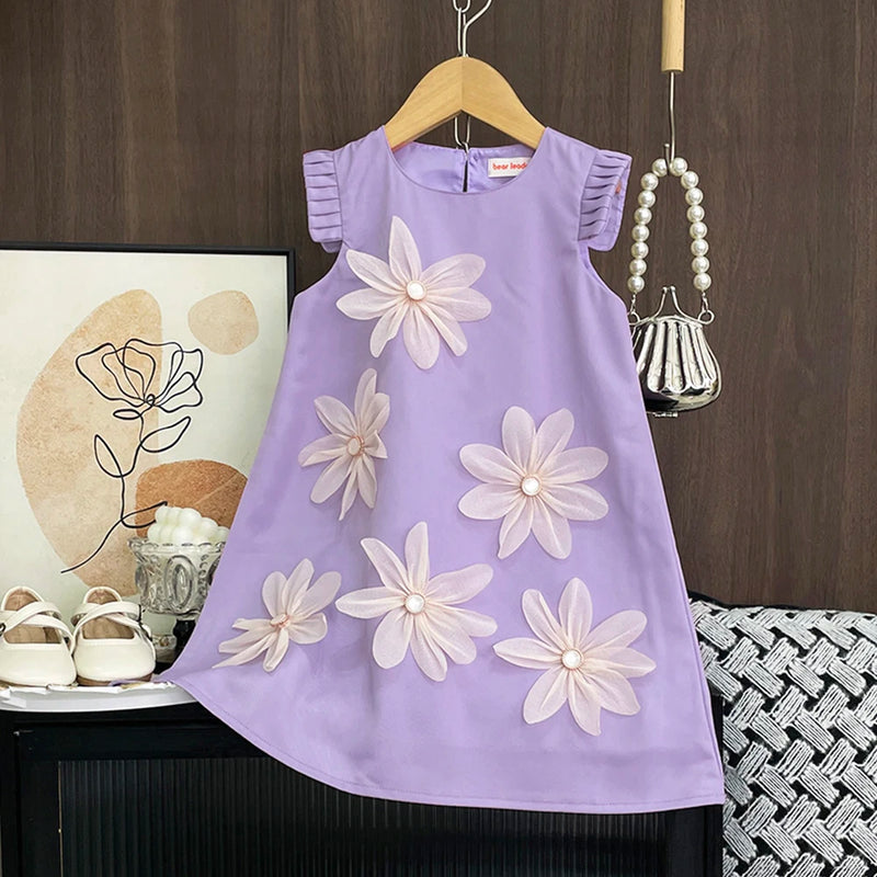 Elegant 3D Flower Vest Princess Dress