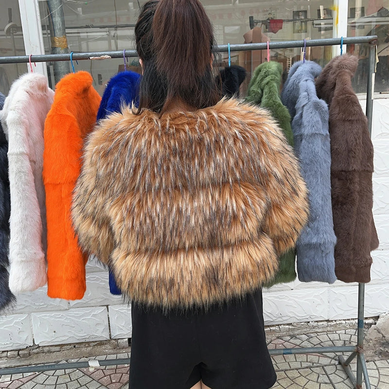 Faux Fur Coat Women's Jacket Winter Warm Thick Fox