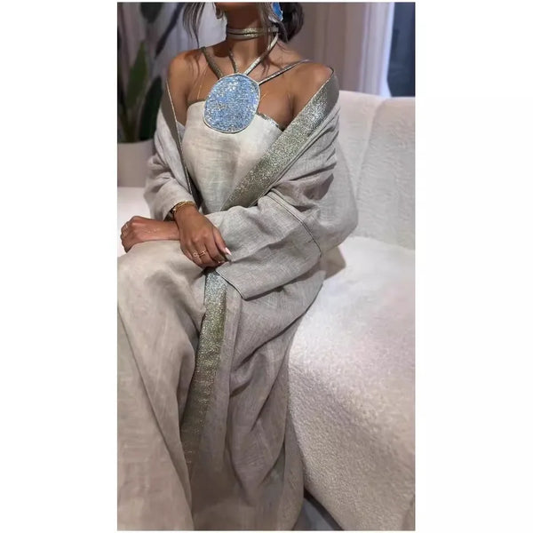Halter Tank Top & Long Loose Skirt Robe