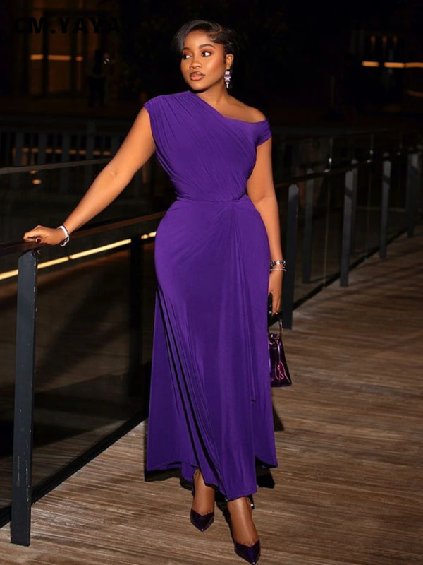 Ruched Sleeveless High Side Split Maxi Dress