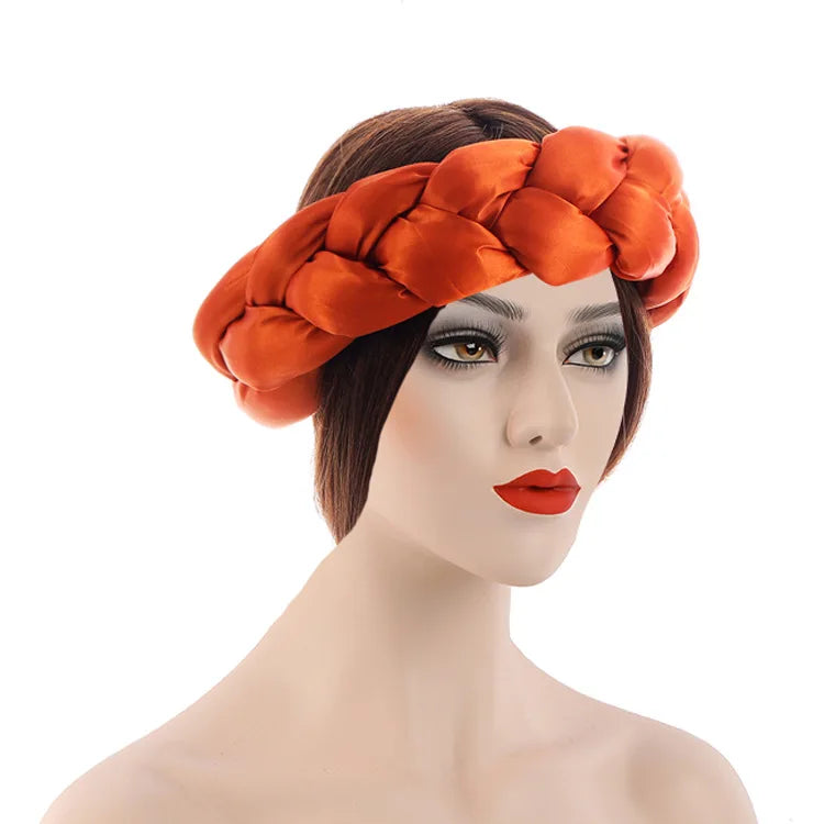 Exaggerated Satin Braid Headband for Women