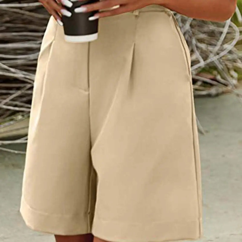 Elegant Straight Zipper Clouse Office Shorts