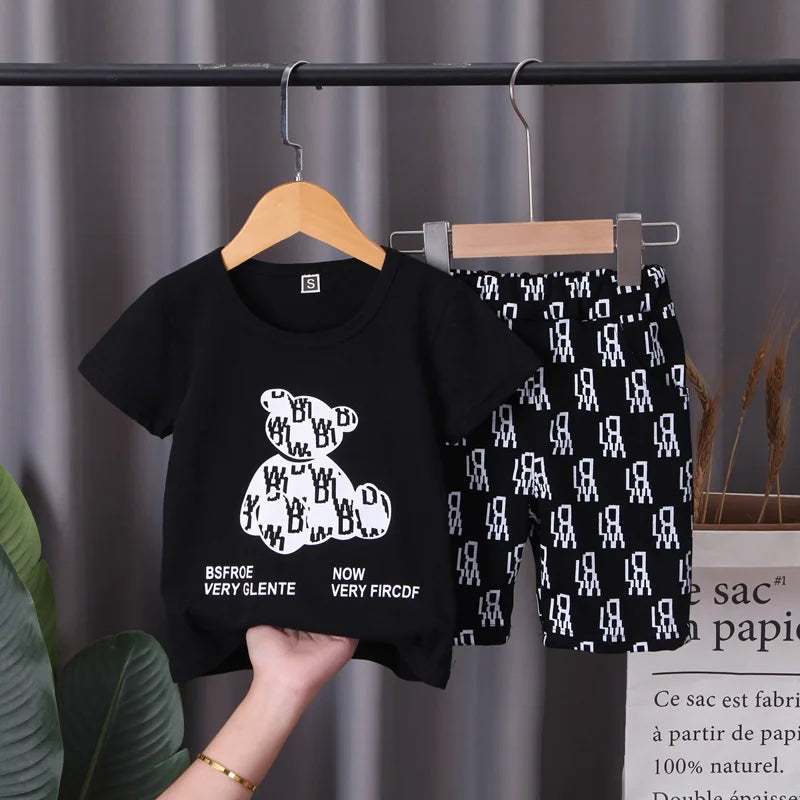 Summer Short Sleeve T Shirt and Shorts 2Pcs/Suit