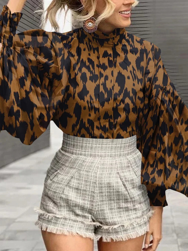 Blouses Tops Elegant Lantern Sleeve Chic