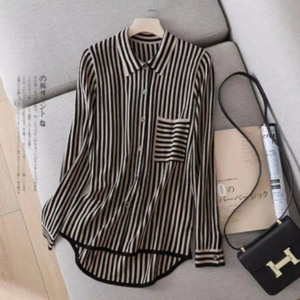 Striped Early Spring Simple Knitted Shirt