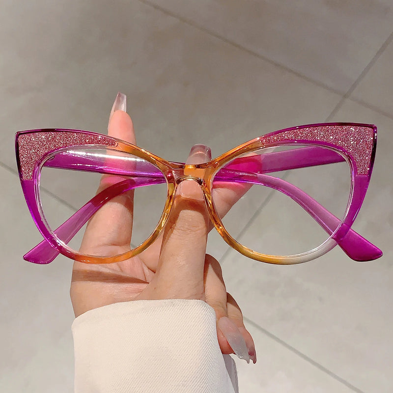 Colorful Bling Frame Cat Eye Eyeglasses