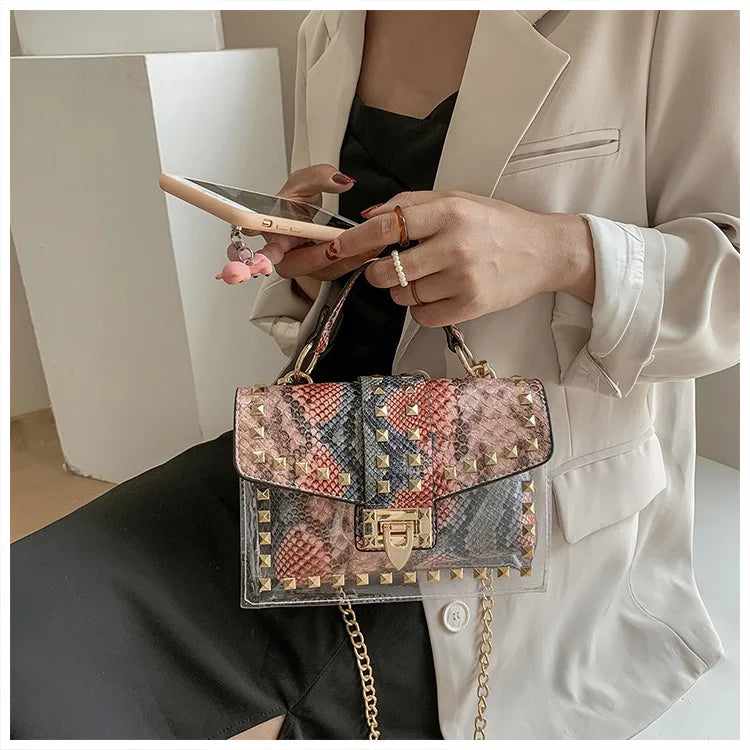 Studded Graffiti Crossbody Bag