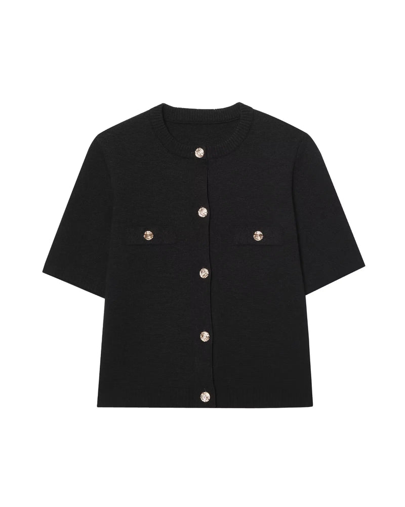 Elegant Cardigan Short Sleeve O-Neck Slim