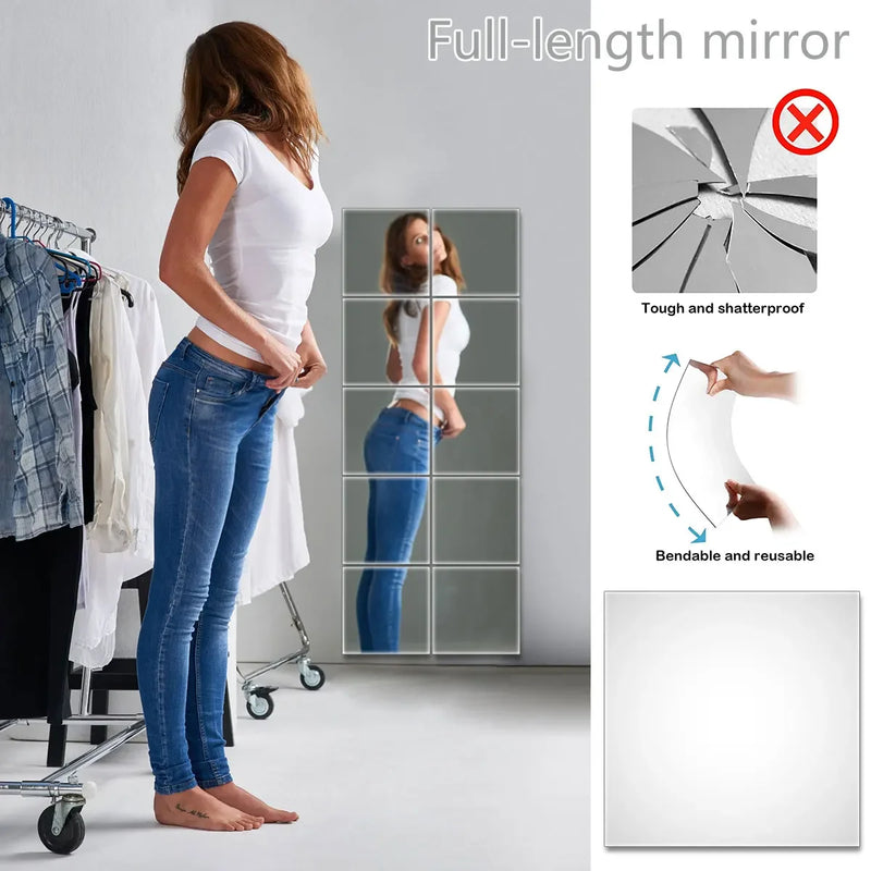 2mm Mirror Unbreakable Acrylic Full Length Wall Mirror Tiles