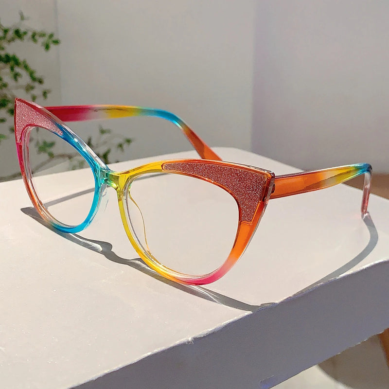 Colorful Bling Frame Cat Eye Eyeglasses