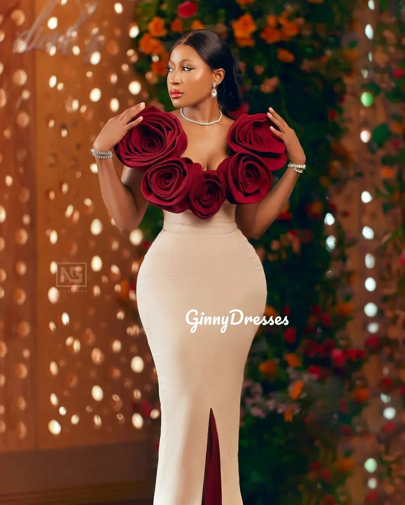 V-Neck Floor-Length Hand-Made Flowers Sleeveless Dress