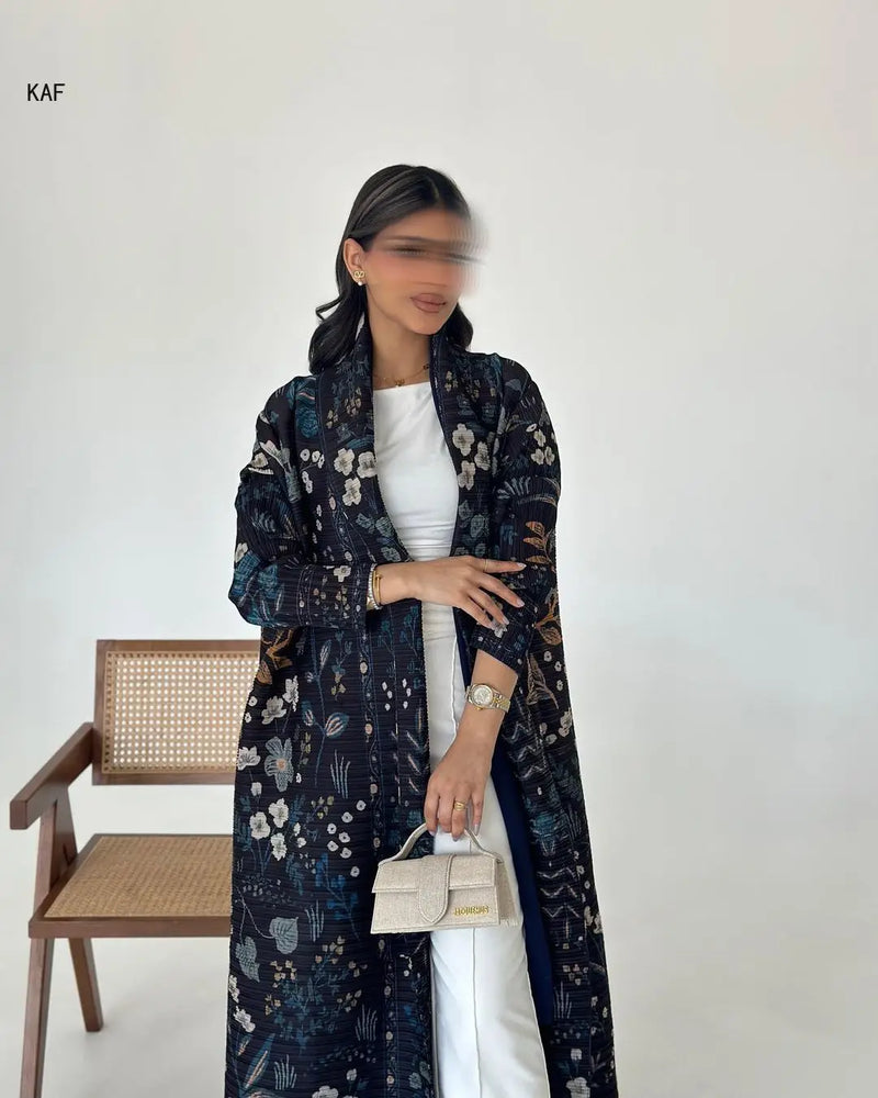 Retro Printed Long Sleeved Abaya