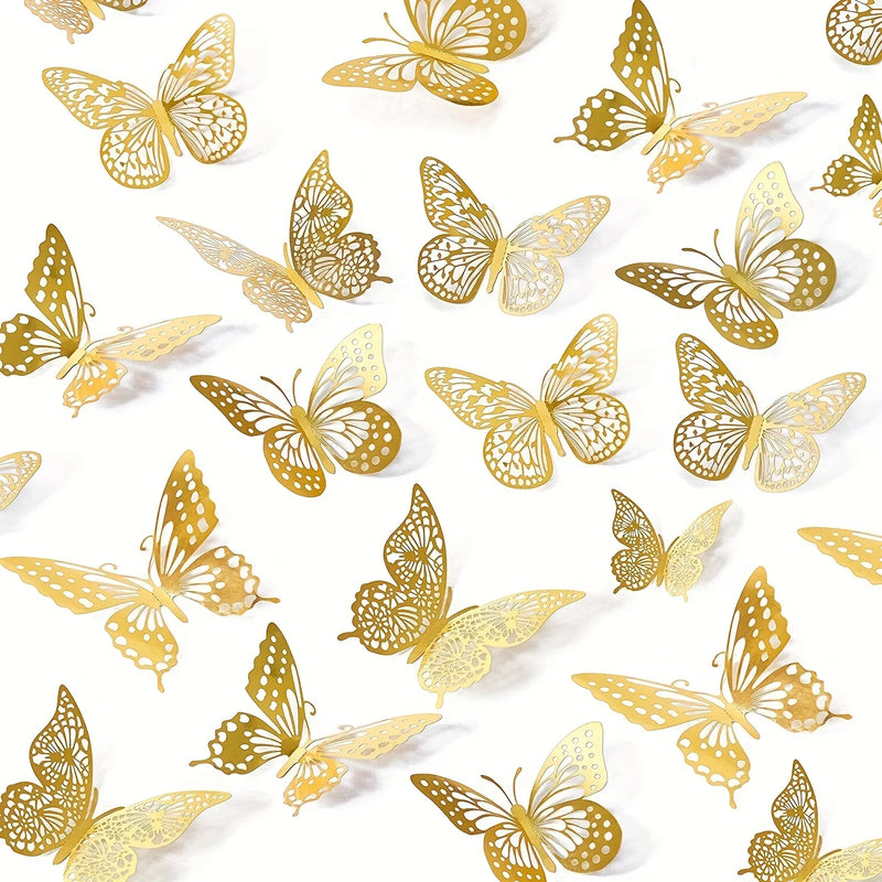 12Pcs Hollow Butterfly Creative Wall Sticker