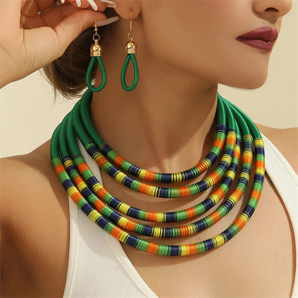 Women Necklace Earrings Multi-layer