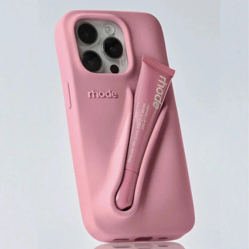 Ribbon Case for iPhone  11 14 13 12 15 16 Pro Max Plus Portable Lip Gloss Holder