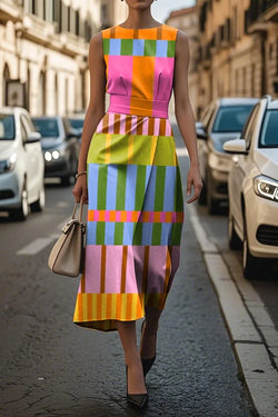 Elegant Floral Sleeveless Timeless Long Ankle Length Dress