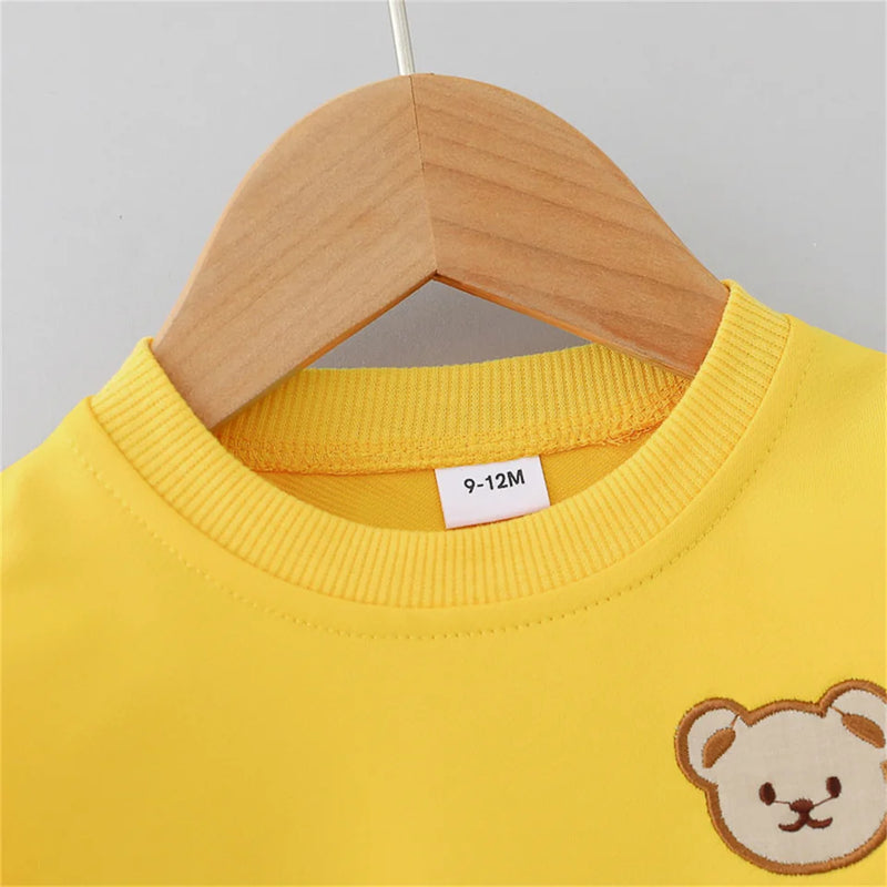 2PCS Little Bear Head Round Neck Long Sleeve Pants